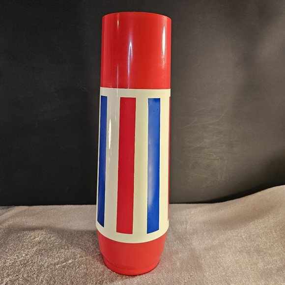 Vtg Red White and Blue Rocket Shape Thermo-Serv Thermos Y2K Made in USA - Picture 1 of 7